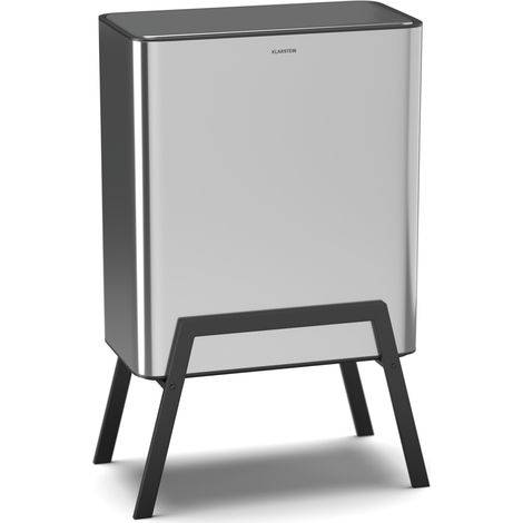 Klarstein Yuma Mülleimer - 30L Abfalleimer mit Geruchsfilter, Druckknopf, Herausnehmbarer Inneneimer, Stilvolle Füße, Edelstahl - Mülleimer Küche
