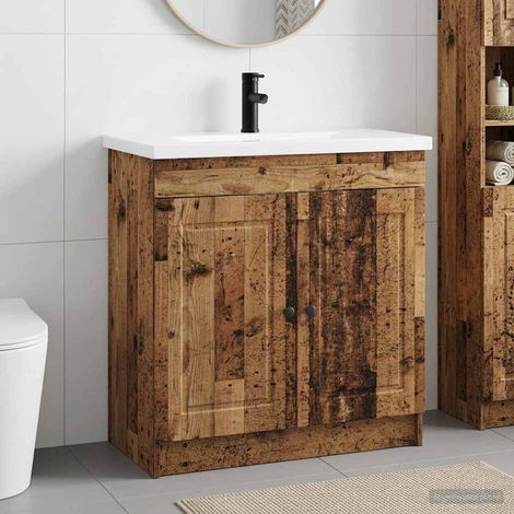 vidaXL Badezimmermöbel-Set Altholz 78,5 x 37,5 x 81 cm Holzwerkstoff (1/5)