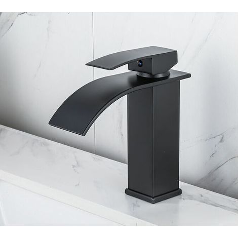 Rubinetto a cascata laccato caldo e freddo lavabo da appoggio WC mobili da bagno rubinetto monoforo rubinetto a cascata lavandino rubinetto, miscelatore a cascata nero, rubinetto da bagno monoforo in 