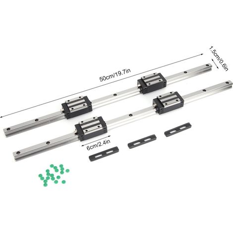 Guía lineal HG15 de 500 mm con 4 bloques deslizantes HGH15 – Carril de precisión negro (1/5)