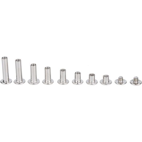 Ensemble de 320 vis et écrous filetés en fer nickelé, rivets à tête plate (1/5)