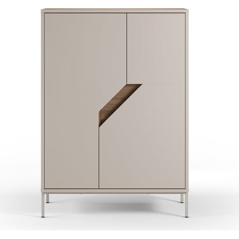 DALIA - Commode 2 tiroirs 85cm en mélamine - Beige (1/5)