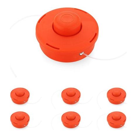Lot de 6 Tête Débroussailleuse Universelle, Tête Débroussailleuse, Rouge Plastique Nylon Bobine de Rechange de Tondeuse Débroussailleuse Tête, Accessoire Professionnel pour Débroussailleuse