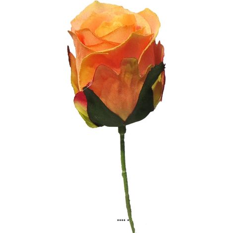 tête de rose Artificielle D 5 cm sur tige idéale mariage Rose-orange - couleur: Rose-orange