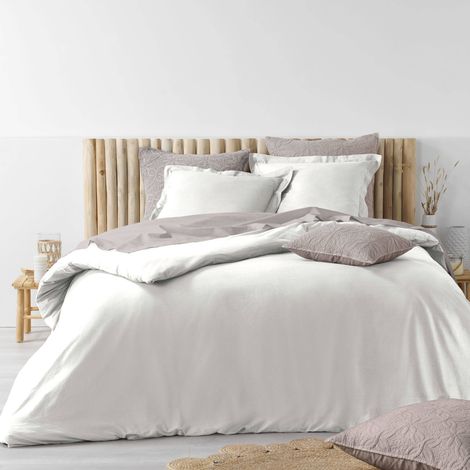 Housse de couette 240 x 220 cm coton lavé 57 fils Stonalia Blanc (1/3)