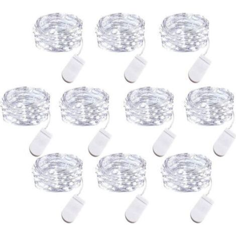 10er-Set batteriebetriebene LED-Lichterketten, 1 m Kupferdraht, 10 Glühbirnen, ideal zum Dekorieren von Schlafzimmer, Zuhause, Partys, Hochzeiten und Festen – KZQ