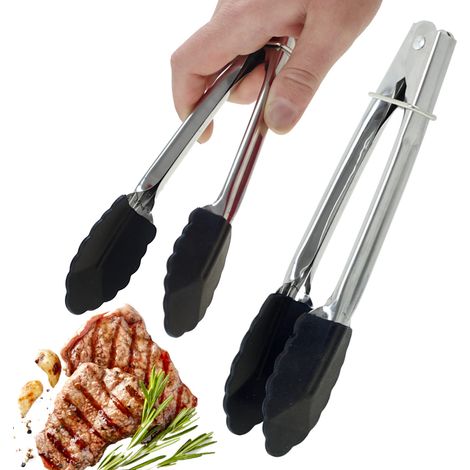 Hitzebeständige Küchenzange aus Silikon für Salate, Fleisch und Grillgerichte