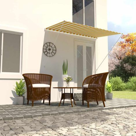 Store banne rétractable 200×150 cm jaune et blanc (1/5)