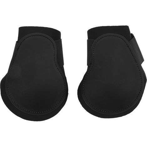 2-piece horse leg boots, PU shell, shock-absorbing elastic protector for hind legs, black, equestrian, L (1/5)