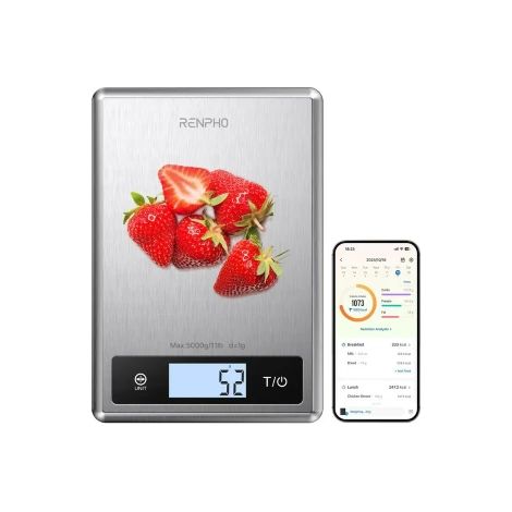 RENPHO CALIBRA 1 - SMART NUTRITION SCALE - BLE - GREY STAINLESS STEEL (UP TO 11LB/5KG)