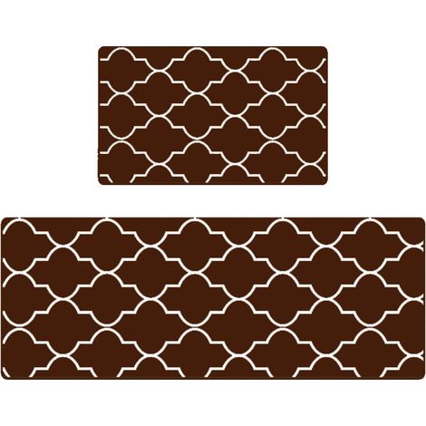 Direct supply anti-fatigue kitchen mat, washable, wipeable doormat, entrance mat, PVC foam mat - brown with floral pattern - 4470CM