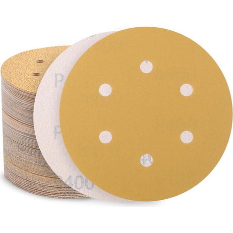 Schleifpapier 150mm Klett 100 Stück Körnung 400 6 Loch für Exzenterschleifer (1/5)