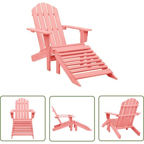 The Living Store Chaise de jardin Adirondack avec pouf bois de sapin solide rose - Chaise Adirondack - Chaise De Jardin - Mobilier De Jardin - Fauteuil De Jardin - Fauteuil Extérieur (1/5)