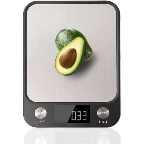 Bilancia da cucina digitale in acciaio inossidabile, visualizza il peso in grammi, once, millilitri e libbre, ideale per la preparazione dei pasti, la cottura e la pasticceria.