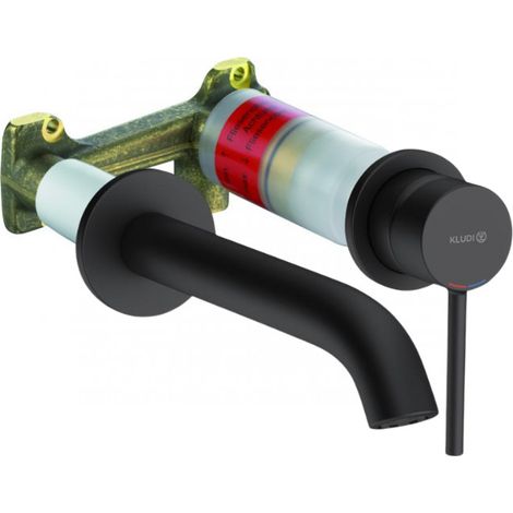 Kludi BOZZ Kit 2-Loch-Wand-Waschtischmischer Unterputz + Unterputzkörper für 2-Loch-Waschtischmischer, mattschwarz (382453976-C)