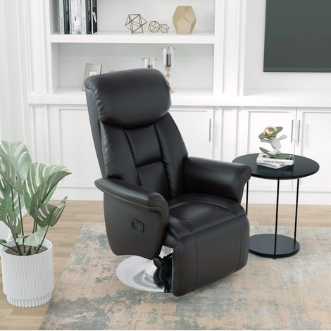 Fauteuil relax manuel inclinable avec repose-pieds extractible et rotation 360°, noir, 150 kg (1/5)