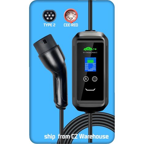 Cargador portátil para vehículos eléctricos, 11 kW de potencia, corriente ajustable, tipo 2 (1/5)