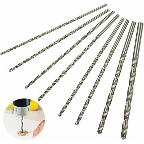 Ahlsen Set de Foret Extra Long 200mm 8Pcs Superma, Foret en Acier à Grande Vitesse, Tige Droite avec Diamètre de 4mm, 4.2mm, 4.5mm, 5mm, 5.2mm, 6mm, 8mm, 10mm (1/5)