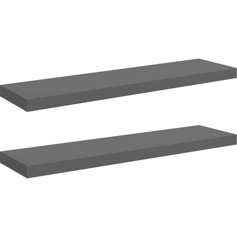 Maison Exclusive - Schweberegale 2 Stk. Hochglanz-Grau 90x23,5x3, (1/5)