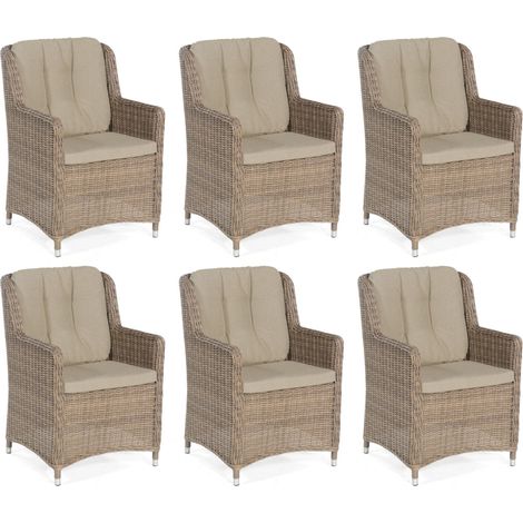 Sonnenpartner 6er-Set Garten-Sessel Avatar Aluminium mit Polyrattan rustic-stream Gartenstuhl Hochle (1/5)