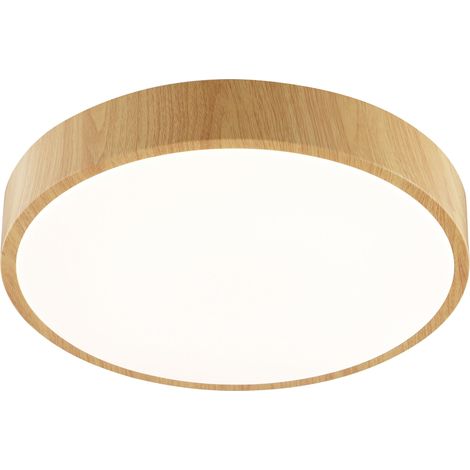 BRILLIANT Plafonnier LED, Ø 33 cm, 18 W, 3000 K, 1800 lm, blanc chaud, IP20, aspect bois