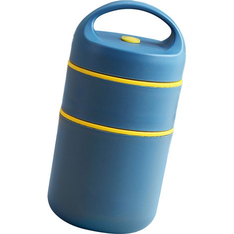 Bocal alimentaire isotherme en acier inoxydable 304, 680 ml, 2 compartiments, portable, sous vide, pour déjeuner, petit-déjeuner, soupe, porridge, bleu foncé