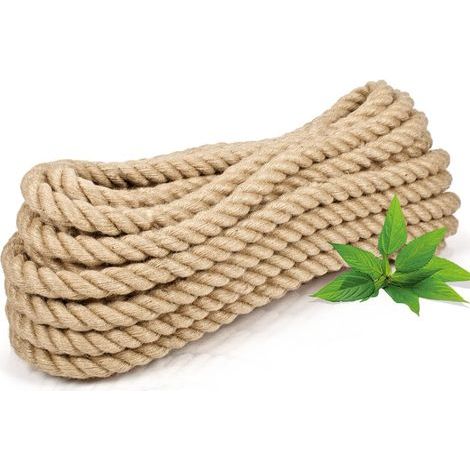 1 Corde en jute, 12 mm, 20 m, fibre naturelle, résistante, pour macramé, jardin, décoration (1/5)