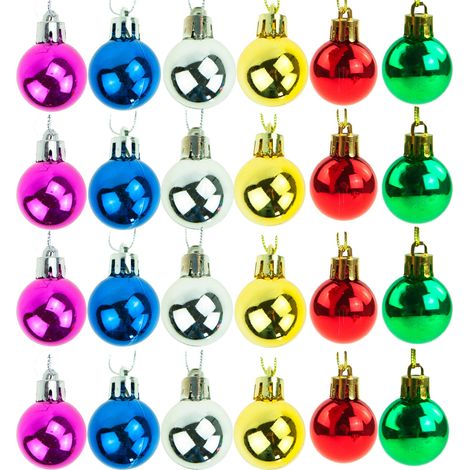 TG44046-14 Bunte Weihnachtsbaumkugeln für Weihnachtsbaumkugel-Set, 24 Stück, 3 cm, Retro-Dekorationen