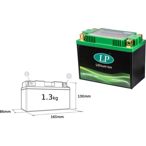 Batteria per moto agli ioni di litio 12V 20Ah LiFePO4 LFP20 (sostituisce la YTX20BS)