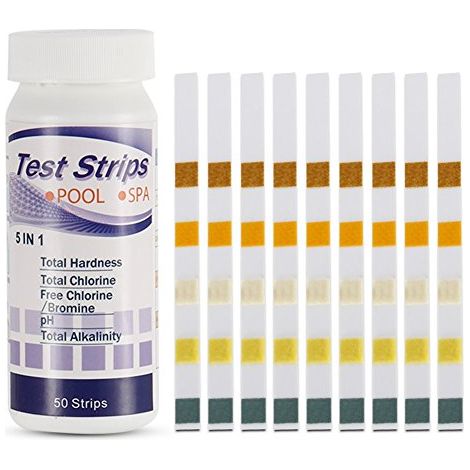Test Strips Piscine - PH Chlorure De Chlore Bromure Alcalinité Dureté - Pour Piscine Spa - 50 Pièces (1/5)