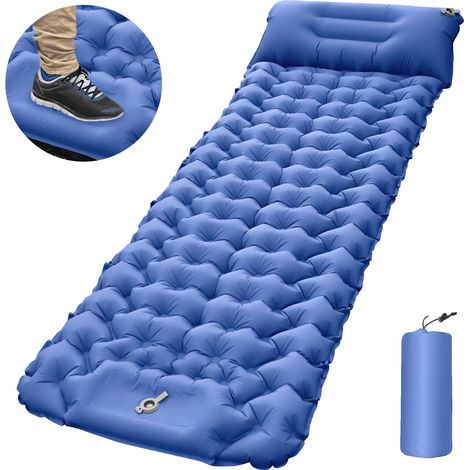 Materassino da campeggio, design compatto, pompa integrata, blu, 193x68x8cm-b (1/2)