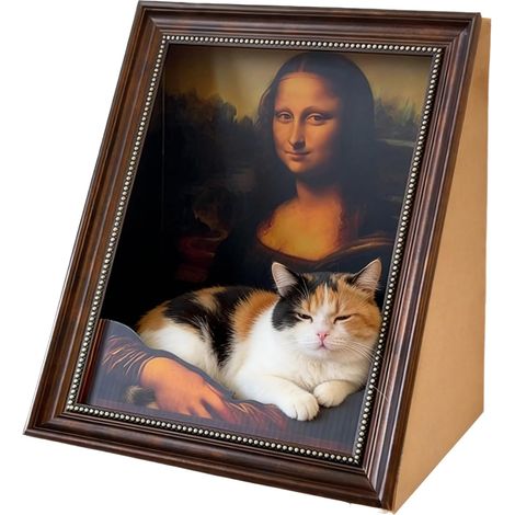 Mona Lisa Katzenkratzbrett, Katzenbett-Kratzbrett, Retro-Bilderrahmenform, Möbelkratzschutz, Katzenhöhle für Zuhause, Schlafzimmer, Wohnzimmer