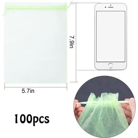 100 Sacs de Protection pour Fruits, Filets pour Grappes de Raisins, Protection contre Guêpes, Oiseaux et Insectes, 20 x 15 cm