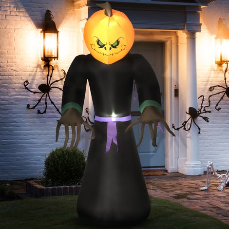 210 cm Aufblasbar Kürbisgeist, Halloween Horror Deko mit LED Beleuchtung, Halloween-Dekoration, Wasserdichte Luftfigur, Polyester, für Indoor, Outdoor (1/5)