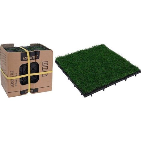 PROGARDEN baldosas cesped artificial 30x30 cm set 9 , Set 9 baldosas césped artificial 30 x 30 cmEnganche tipo clickIdeal para terraza, jardín o balcónFácil instalación