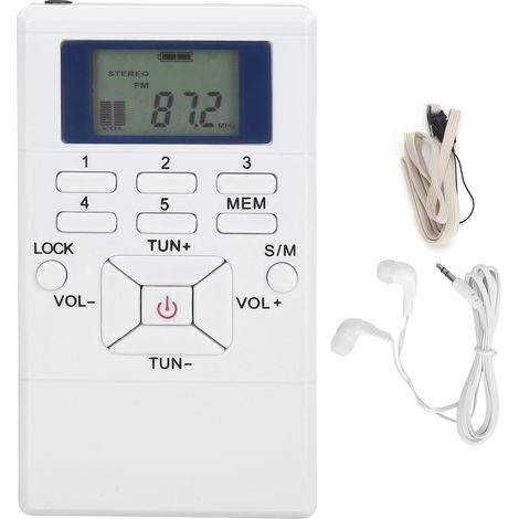 QQT102 Récepteur FM Stéréo Portable Mini Professionnel avec Écran LCD et Écouteurs Blancs (1/5)