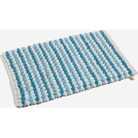 Tappeto bagno antiscivolo in cotone e poliestere Cloud - Blu (1/2)