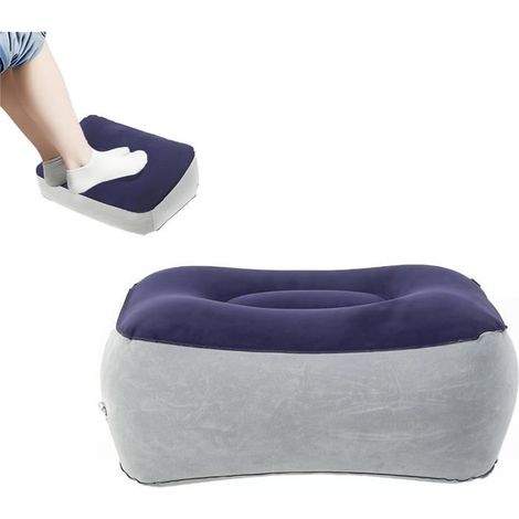 Repose-pieds gonflable 1 unité Revêtement PVC floqué Hauteur réglable Avion, bureau, maison Bleu (1/5)