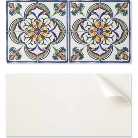 Azulejos de vinilo para pared con estampado floral para comedor, 10x40x20 cm.