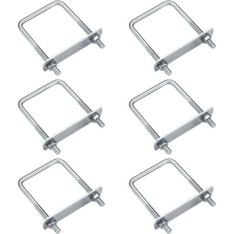 6 Pièces Boulons en U. M6 U-Bolts. Boulons de U en Acier Inoxydable avec Écrou Plaques Rondelle. Boulons de Serrage Fixation pour Fixation Tuyaus (Angle droit 80x50mm)