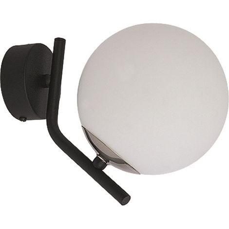 Applique moderna nera TIM sfera vetro bianca E14 11W