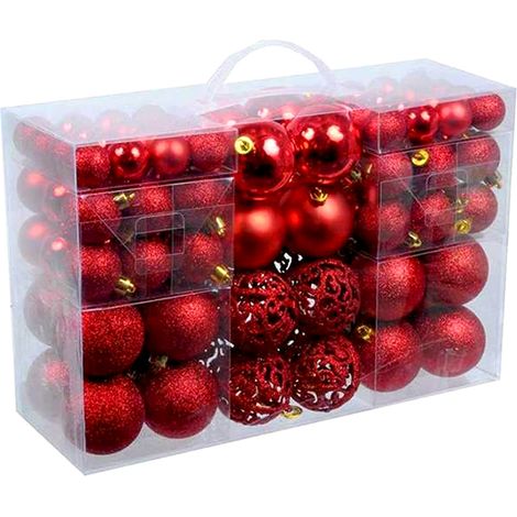 Weihnachtsdekorationsset, 100-teilig, Weihnachtsbaumschmuck für Hochzeiten, Feiertage, Weihnachtsdekoration für drinnen und draußen (rot)