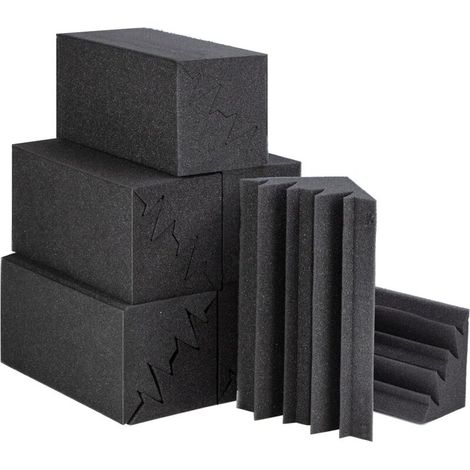 (12 X 12 X 24 cm) Bass Trap Lot de 12 panneaux de Mousse acoustique Plaque Insonorisation de haute densité réduisant le bruit intérieur et l'écho pour Studio d'enregistrement/Bureau à domicile (1/5)