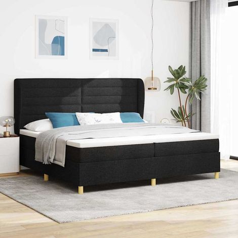 vidaXL Cama tipo Box Spring con colchón Negro 200 x 200 cm tela (1/5)