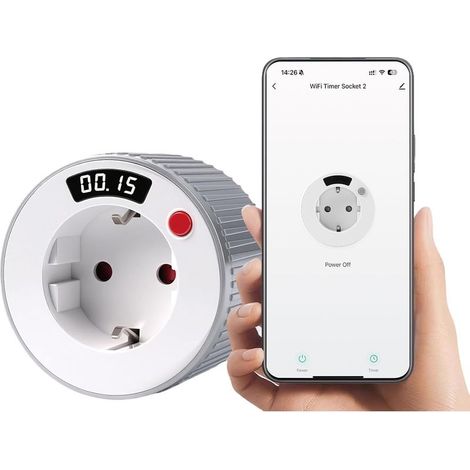 1 - WLAN-Smart-Steckdose - Programmierbarer Timer - 24-Stunden-Countdown - Smartphone-Steuerung - 3680 W - 16 A - Für Haushaltsgeräte - Weiß (1/5)