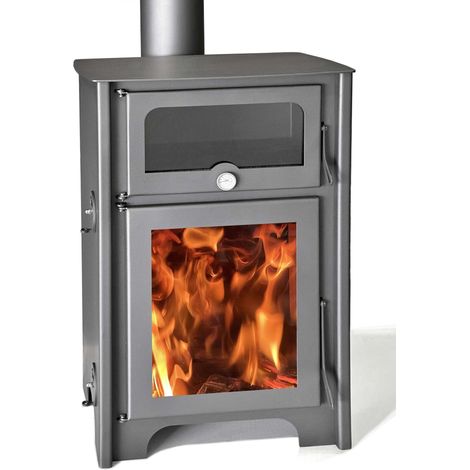 Stufa a legna Juan Panadero FIRENZE 10,6 kW con forno / Alta efficienza 88% / Tripla combustione / Vetro trasparente (1/5)