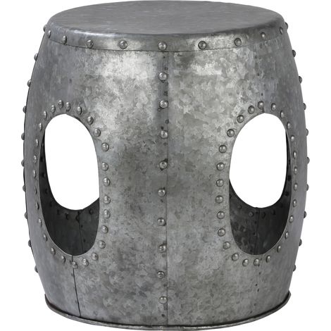 WOMO-DESIGN Beistelltisch Vantaa rund Ø38x43 cm Silber, Unikat, handgefertigt aus Metall, Industrie-Design, Couchtisch mit Schweißnieten, Wohnzimmertisch Sofatisch Loungetisch Ablagetisch Metalltisch