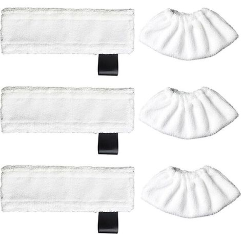Vtizikl Lot de 6 chiffons de nettoyage de rechange pour aspirateurs Karcher SC2/ SC3/ SC4/ SC5 (3 housses de buse et 3 tampons en microfibre)