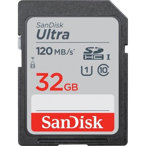 Carte memoire SDHC SanDisk Ultra 32 Go jusqua 120 Mo/s classe 10 UHS-I