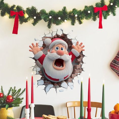 Vinilo decorativo de pared con efecto Papá Noel y efecto robo, fondo para una fiesta de Navidad, pegatina decorativa (1/4)